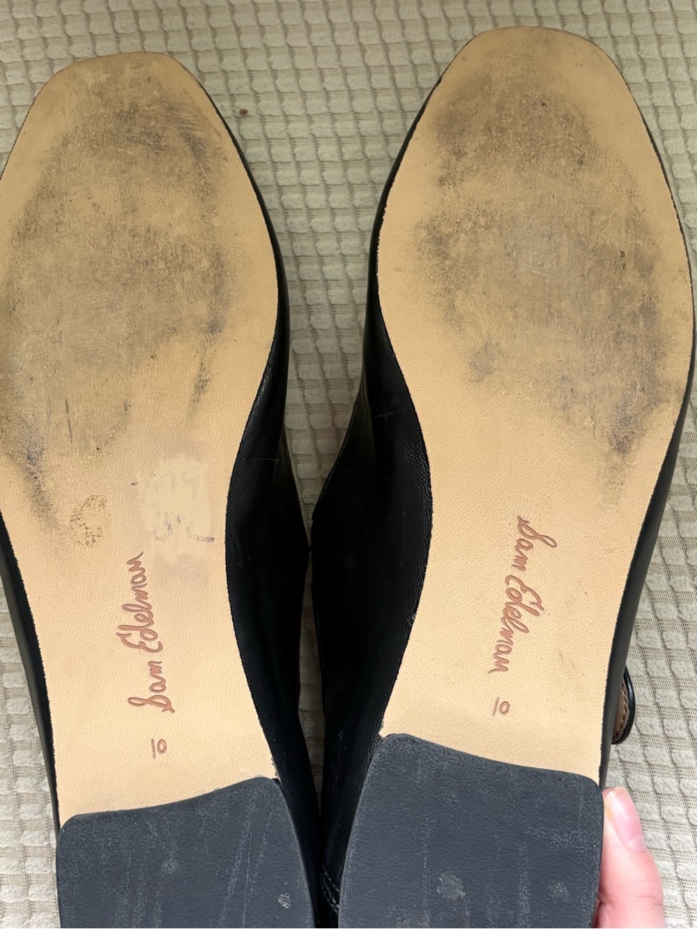Classic Black Leather Mary Jane Flats with Gold Buckle Size 10 - Picture 4 of 4